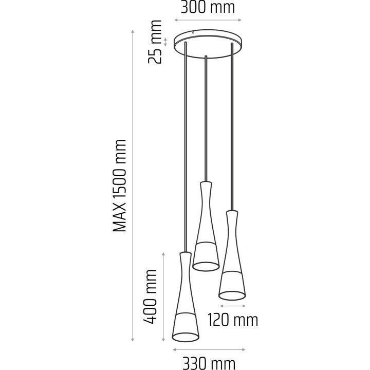 Hanging lamp grey Vegas2 3p (plaphone)
