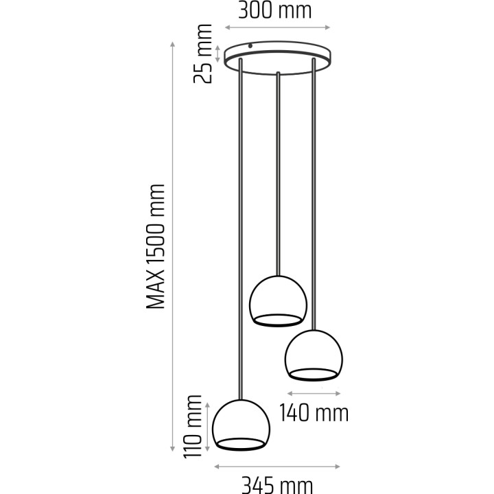 Hanging lamp white Balli Balle 3p (plaphone)
