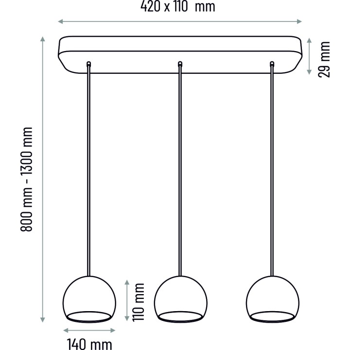 Hanging lamp Black Balli Balls Balls 3p