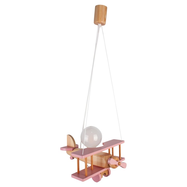 Hanging lamp Aeroplane small natural and pink