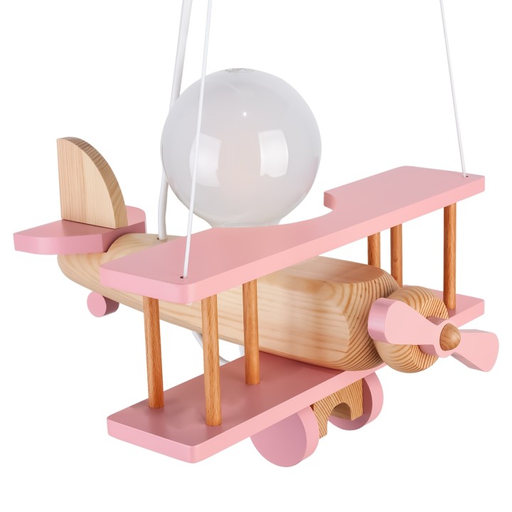 Hanging lamp Aeroplane small natural and pink