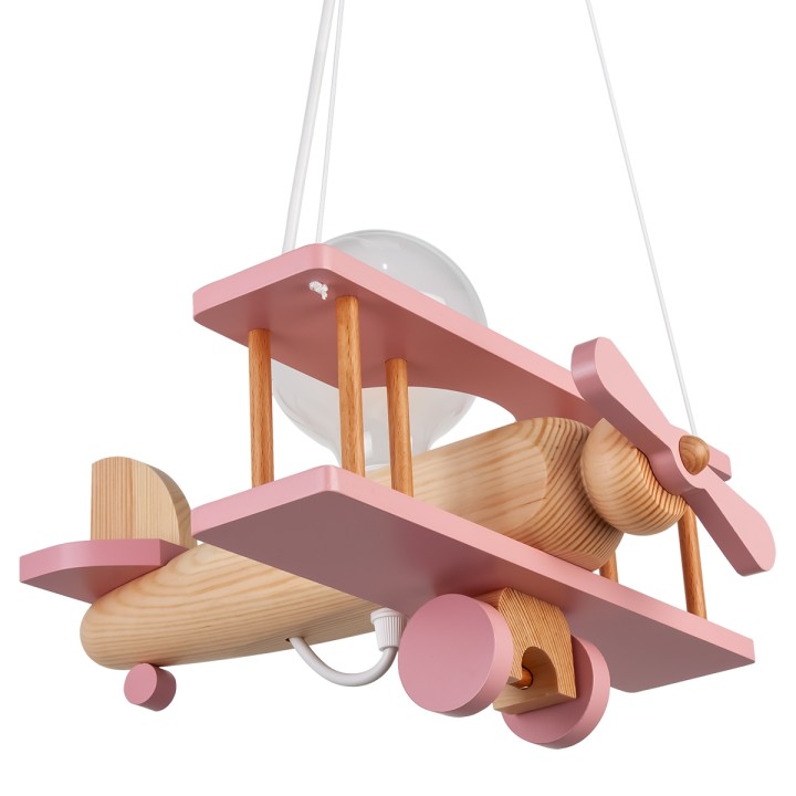 Hanging lamp Aeroplane small natural and pink