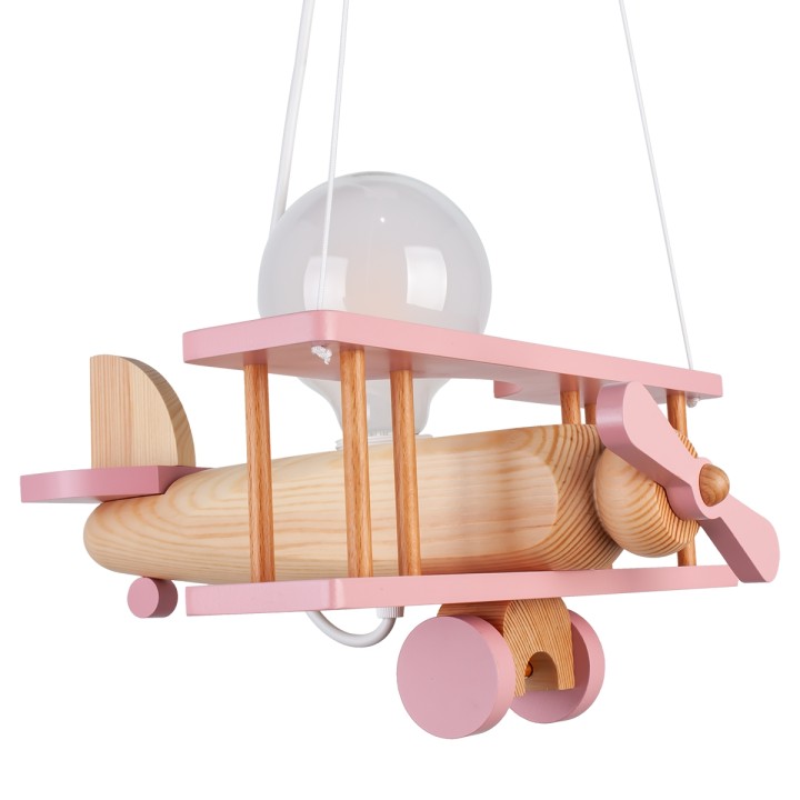 Hanging lamp Aeroplane small natural and pink