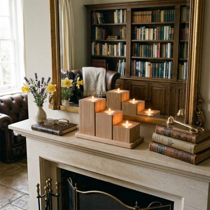 Set of oak candlesticks