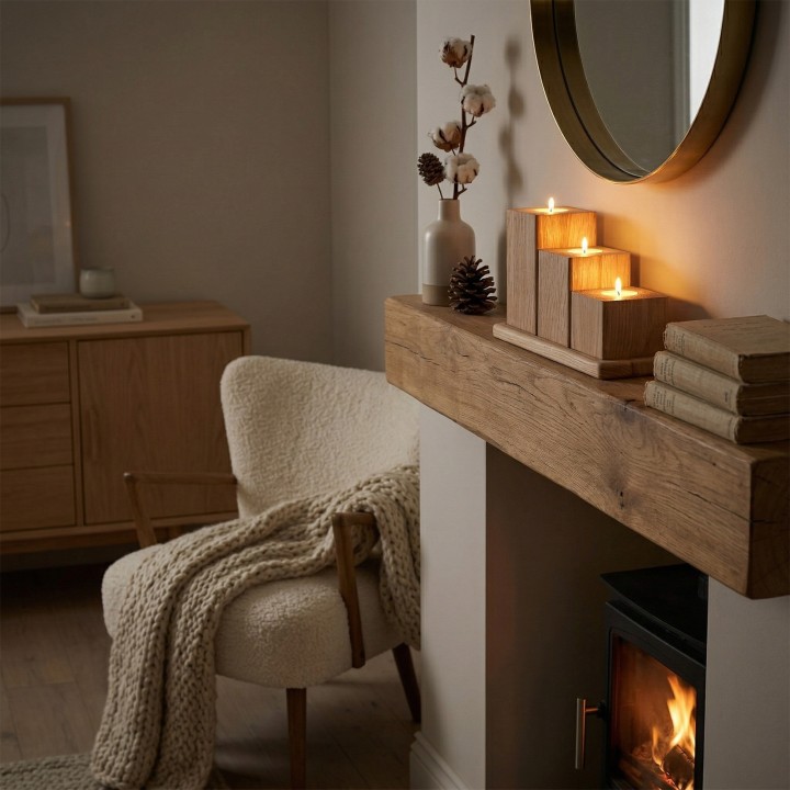 Set of oak candlesticks