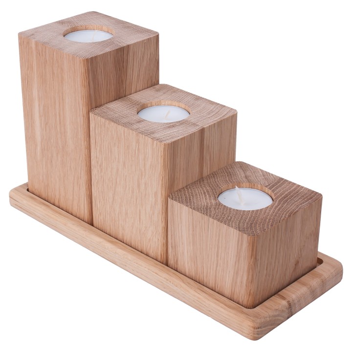 Set of oak candlesticks
