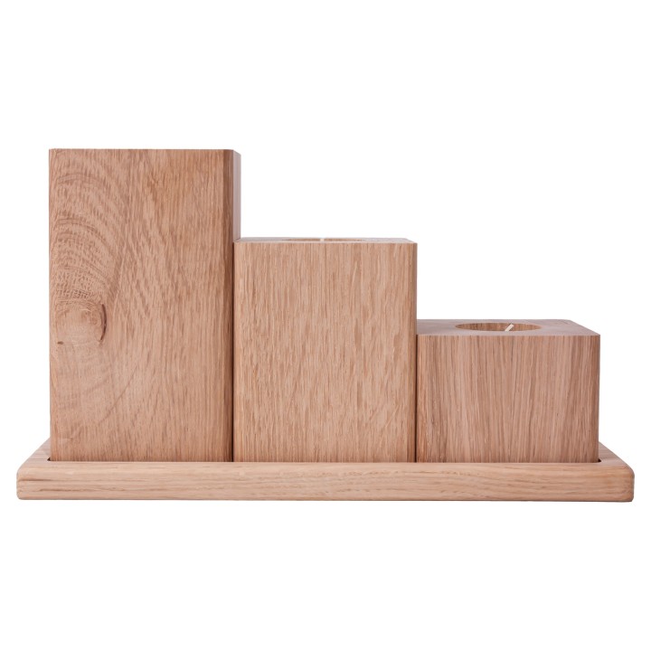 Set of oak candlesticks