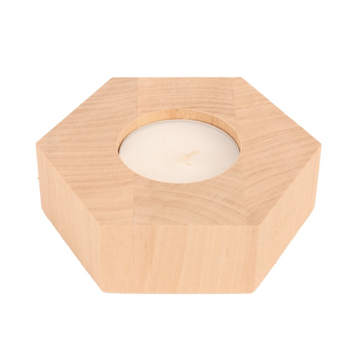 Wooden Hexagonal Alder Candlestick