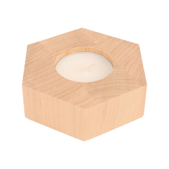 Wooden Hexagonal Alder Candlestick