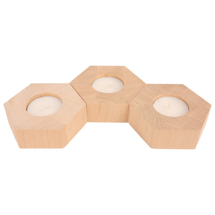 Wooden Hexagonal Alder Candlestick