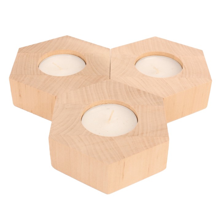 Wooden Hexagonal Alder Candlestick