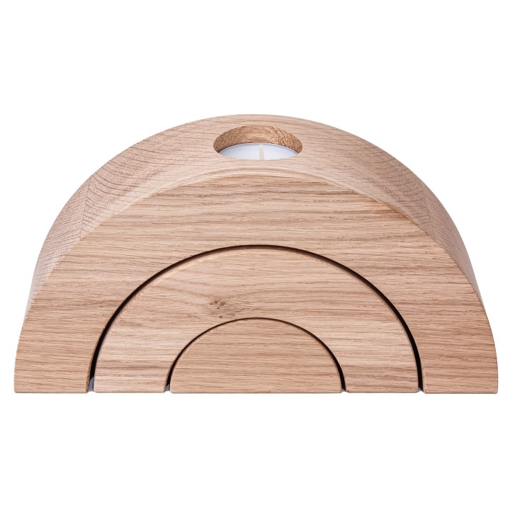 Wooden Half-Circular Oak Candlesticks