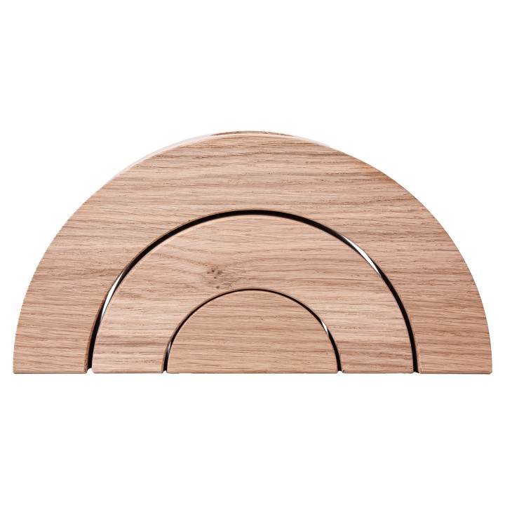 Wooden Half-Circular Oak Candlesticks
