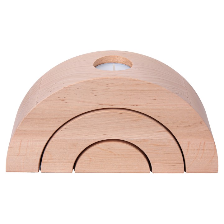 Wooden Semi-Circular Candlesticks Made of Alder