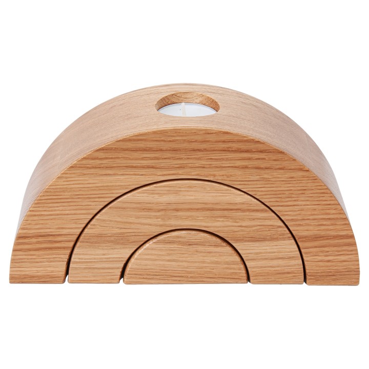 Wooden Semi-Circular Candlesticks Oiled Oak