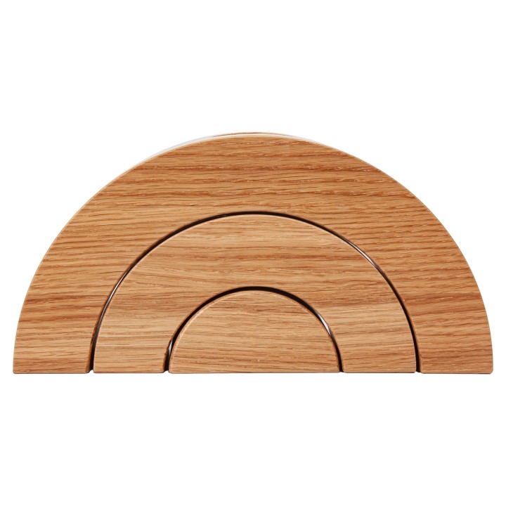 Wooden Semi-Circular Candlesticks Oiled Oak