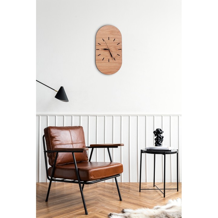 Oval clock made of oak plywood