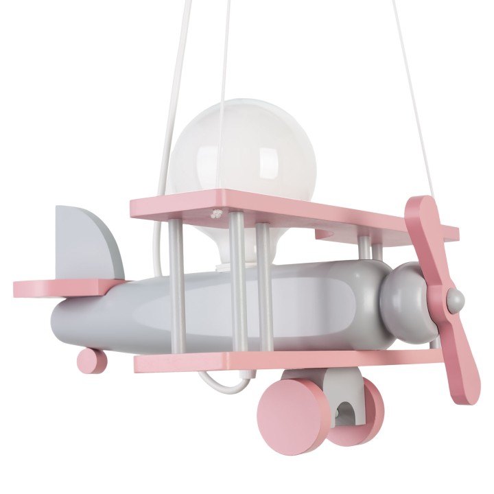 Hanging lamp Aeroplane small grey and pink