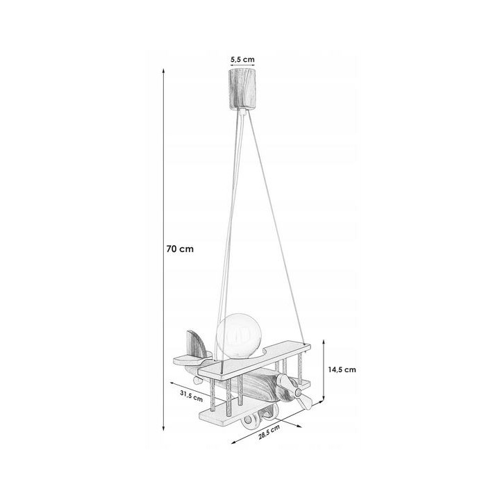 Hanging lamp Aeroplane small grey and white