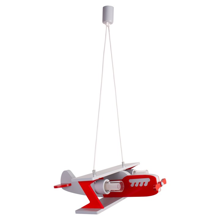 Airplane pendant lamp Falcon  – grey and red
