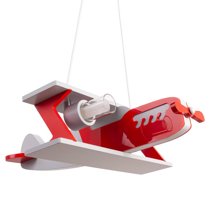 Airplane pendant lamp Falcon  – grey and red