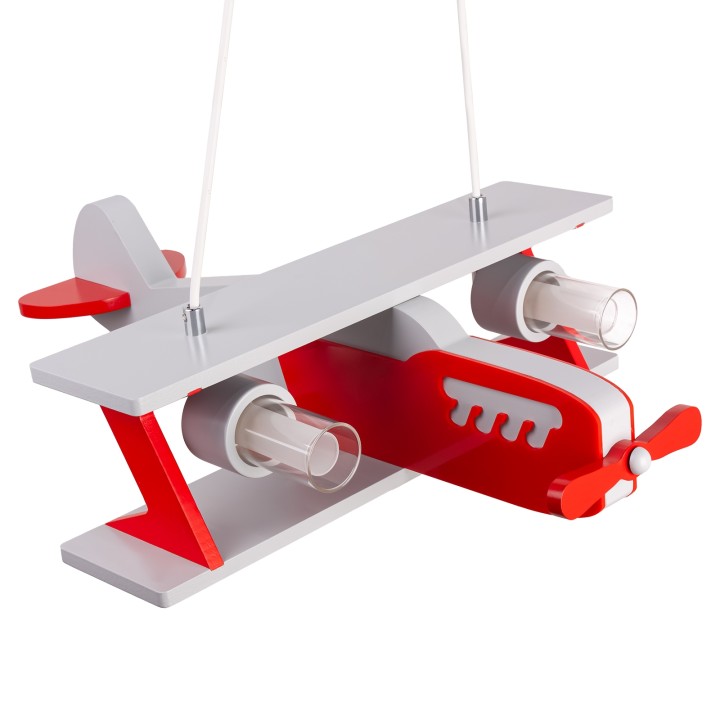 Airplane pendant lamp Falcon  – grey and red