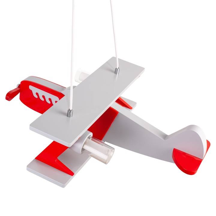 Airplane pendant lamp Falcon  – grey and red