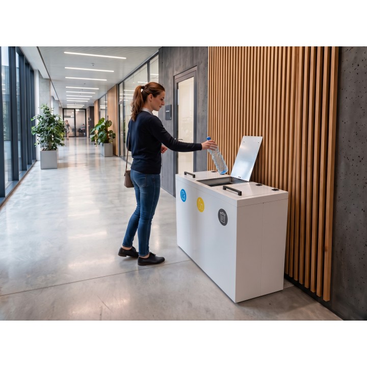 3-Compartment Waste Sorting Bin (Dibond, 3 x 120L)