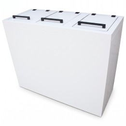 3-compartment waste sorting bin with wheels
