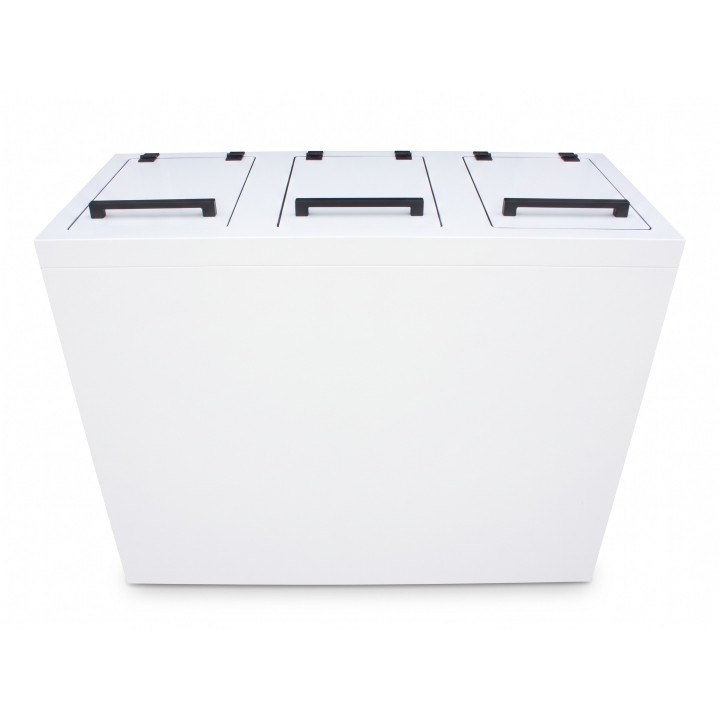 3-compartment waste sorting bin with wheels