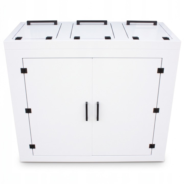 3-compartment waste sorting bin with wheels