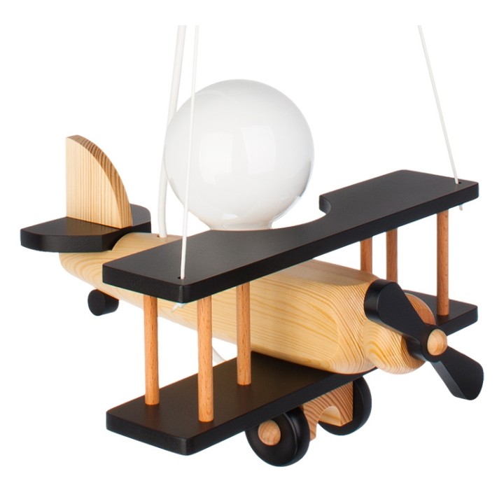 Hanging lamp Aeroplane small black and natural