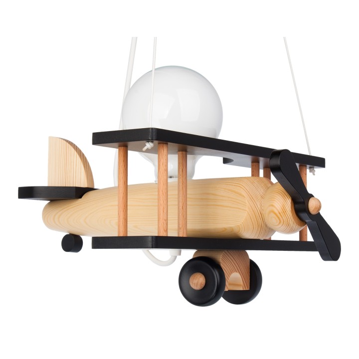 Hanging lamp Aeroplane small black and natural