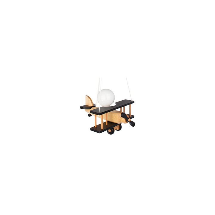 Hanging lamp Aeroplane small black and natural