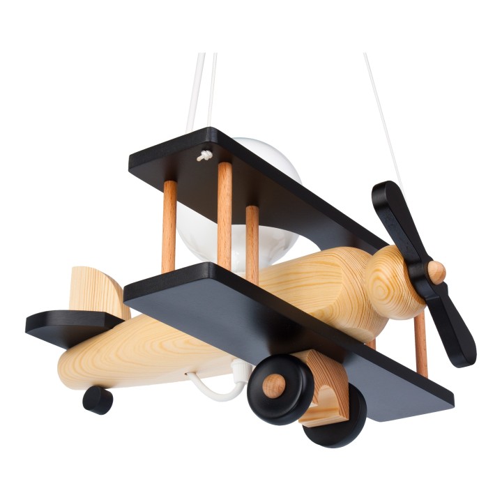 Hanging lamp Aeroplane small black and natural