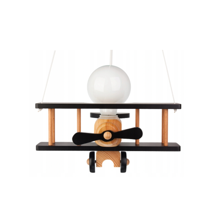 Hanging lamp Aeroplane small black and natural