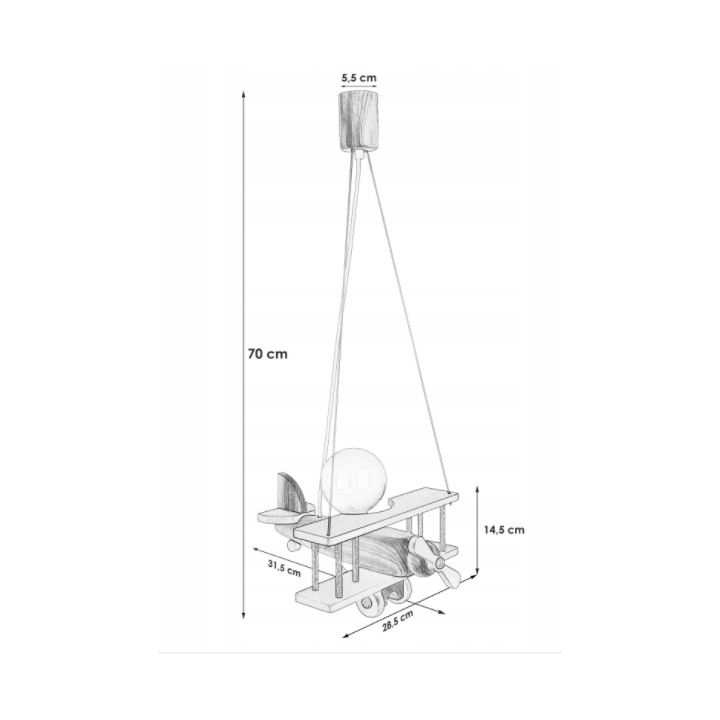 Hanging lamp Aeroplane small black and natural