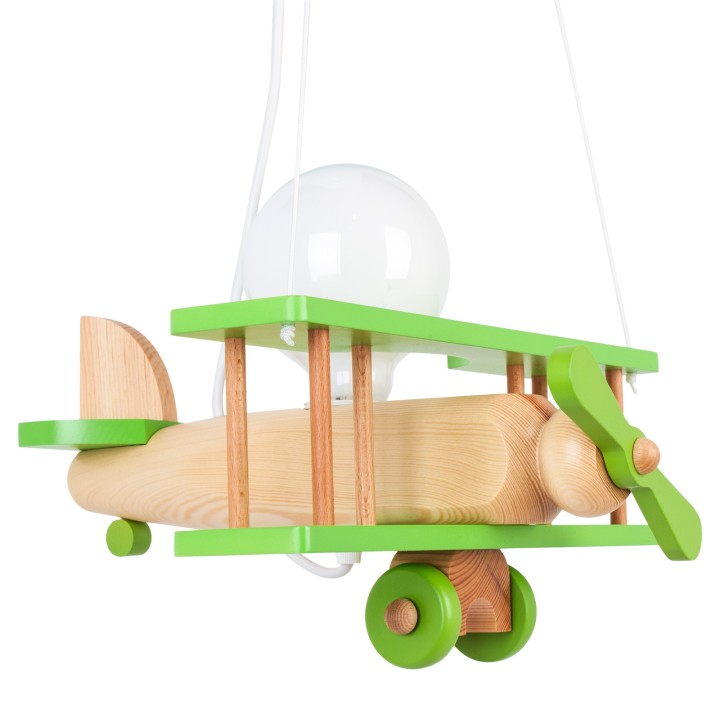 Hanging lamp Aeroplane small green-natural