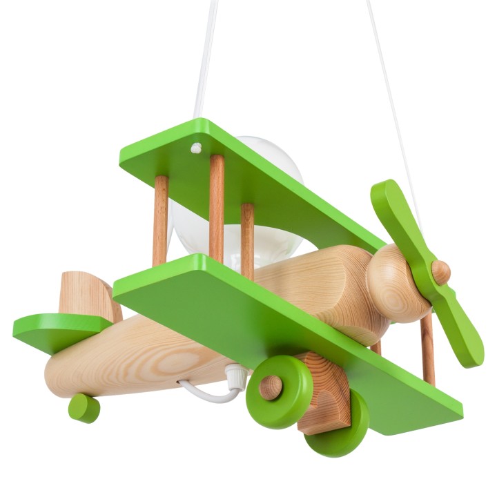 Hanging lamp Aeroplane small green-natural