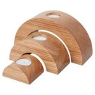 Wooden Semi-Circular Candlesticks Oiled Oak