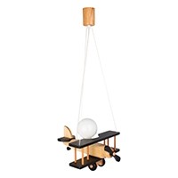 Hanging lamp Aeroplane small black and natural