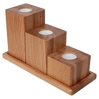 Set of oiled oak candlesticks