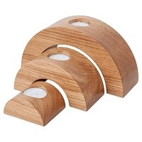 Wooden Semi-Circular Candlesticks Oiled Oak